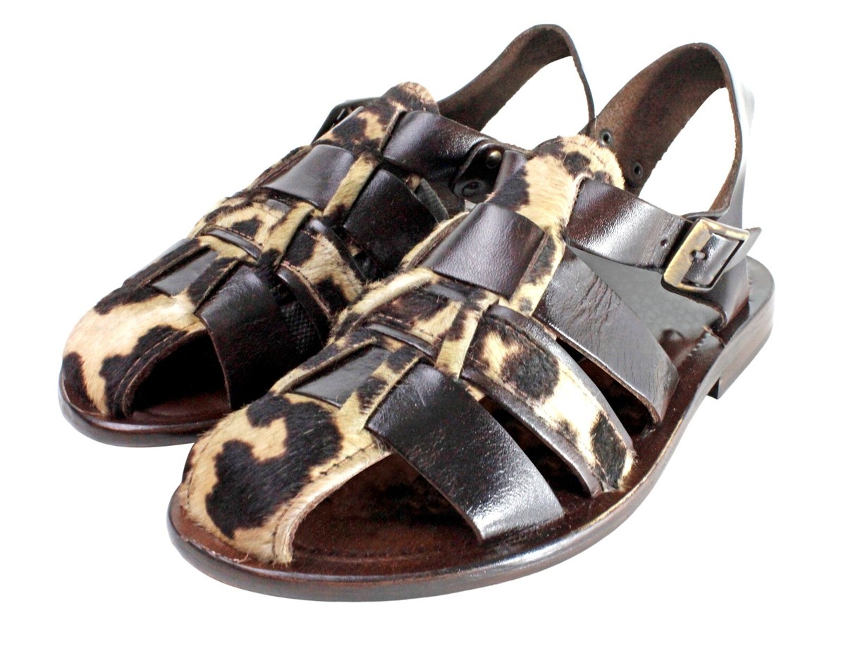 Leather Italian Sandals Mens Brown Genuine Leather Strappy  display picture 3