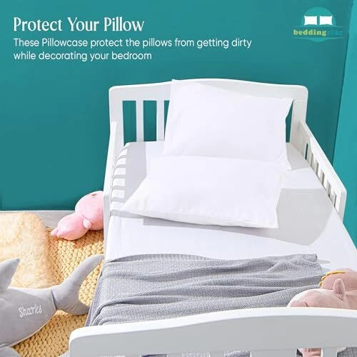 Travel Pillow Case 14x20 Size Set Toddler Travel 14" x 20" - Zipper White Solid