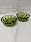 Vtg Anchor Hocking Green Berry 6" Depression PressedGlass Bowl Scalloped Set 2