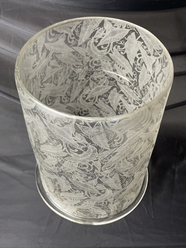 Antique Acid Etched Glass Oil Gas Hall Lamp Shade Victorian Cylinder 7x10 8” Fit - Picture 19 of 24
