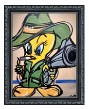 CORBELLIC EXPRESSIONISM 16X20 DETECTIVE TWEETY FINE ART HOME INTERIOR DESIGN