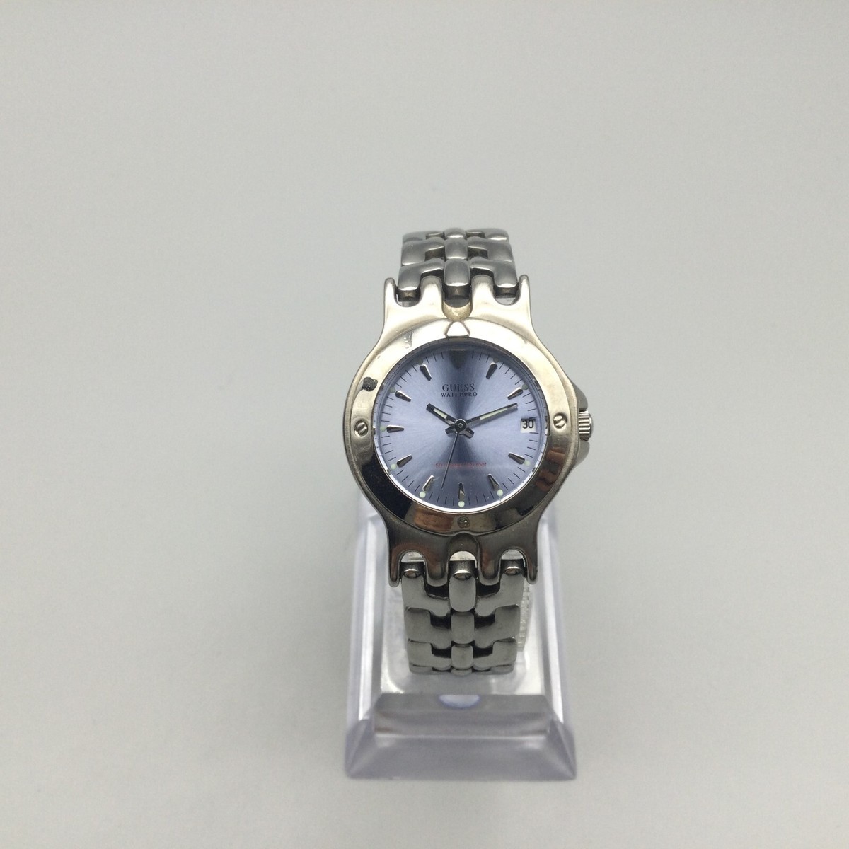 Guess Waterpro Watch Women 29mm Silver Tone Blue Dial Date