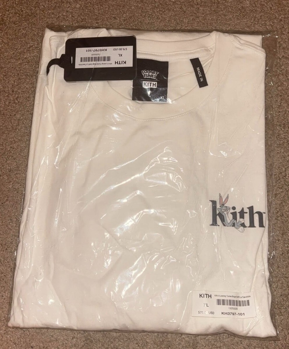 ☆ KITH x LOONEY TUNES Bugs Serif L/S tee コラボTシャツ ☆ BRAND NEW SEALED White Kith x Looney Tunes Bugs Serif LS Tee