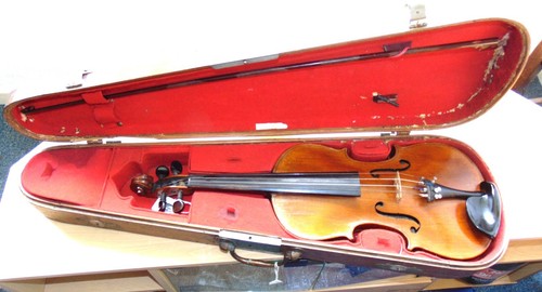 Vintage alte Geige beschriftet Modell von Stradivari Antonius Guanerius etc....dv64 - Bild 3 von 11