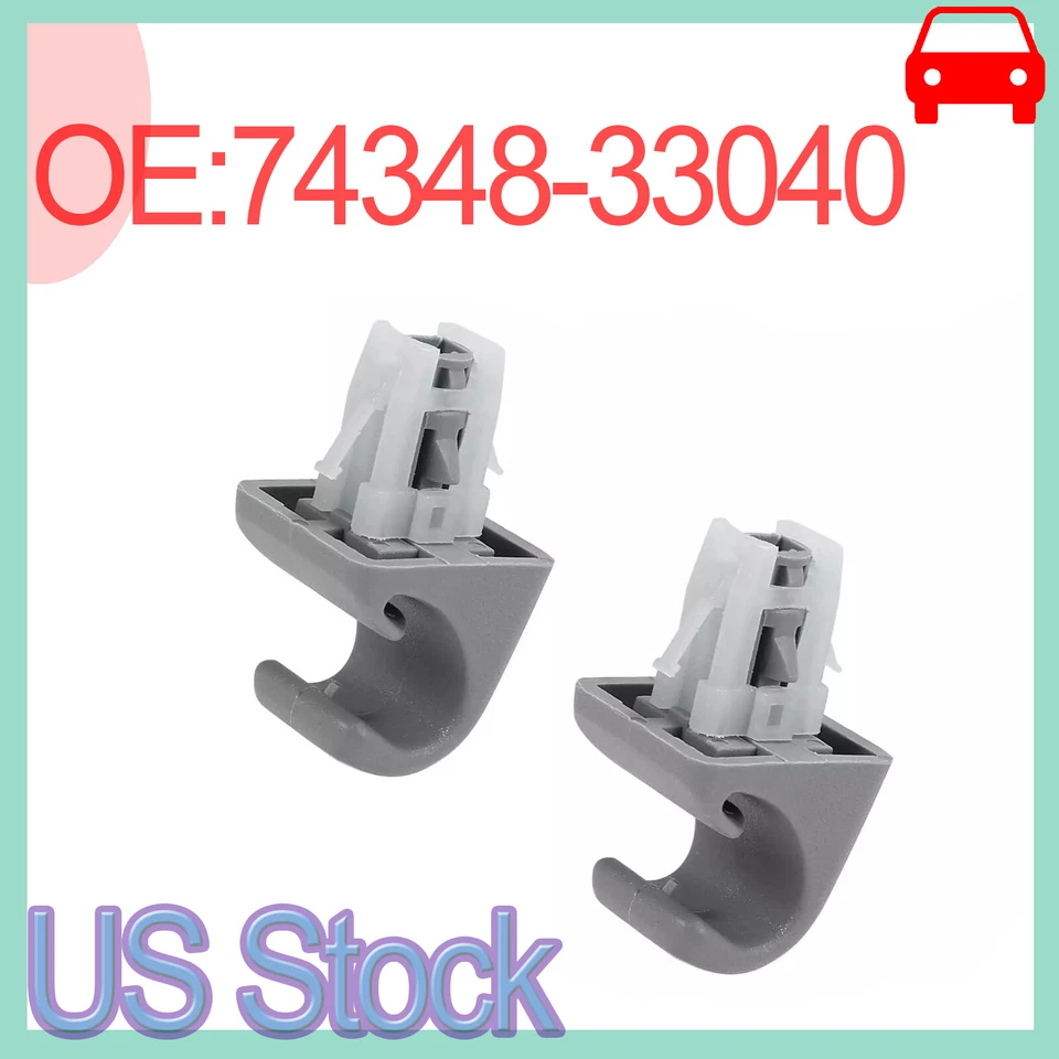 2 PIEZAS Se adapta a Toyota Rav4 Corolla Gris Coche Parasol Gancho Clip Retenedor Stock en EE. UU. Foto 2 de 4