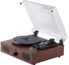 NEW AmazonBasics DESKTOP TURNTABLE RECORD PLAYER w/BUILT-IN SPEAKERS & BLUETOOTH