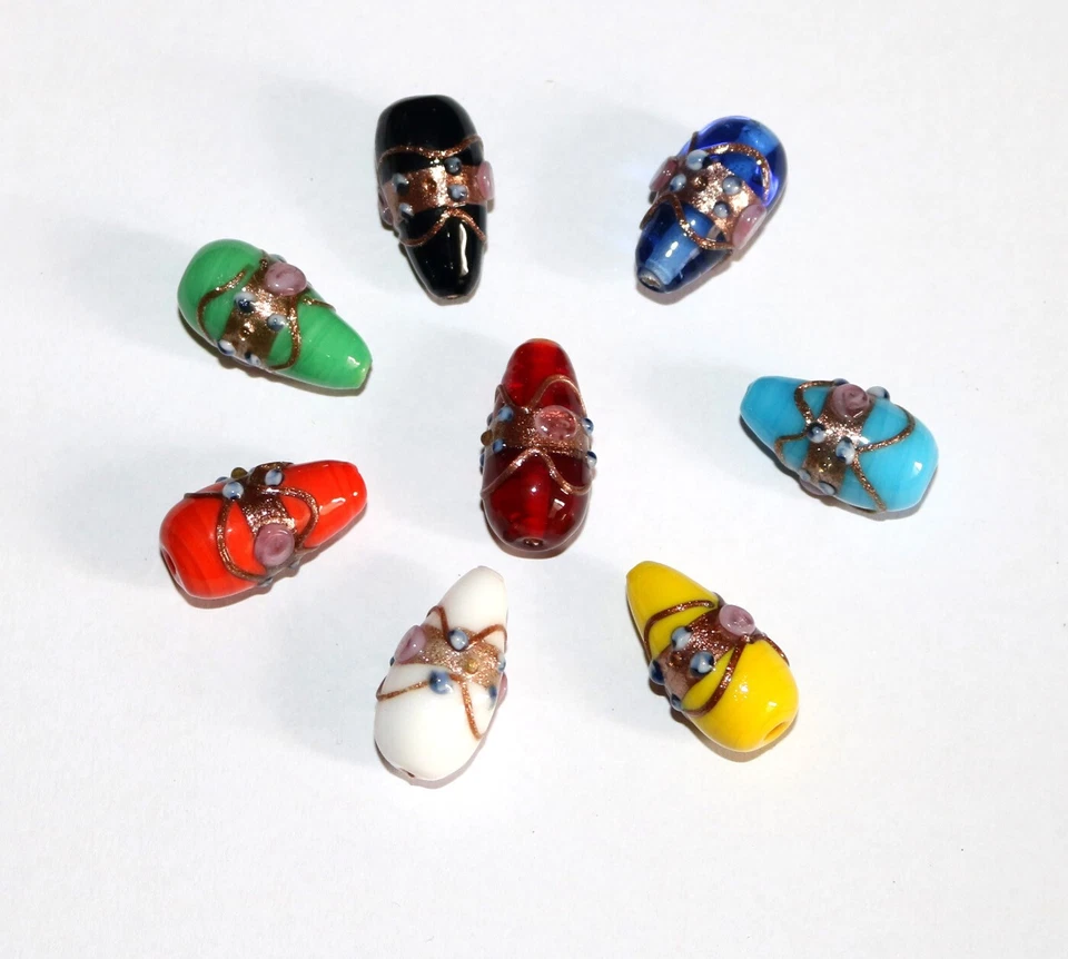 100 Lamp Work Glass Beads, Beads Wedding Cake Beads Multi color Drops - Image 3 of 3