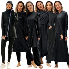 Modest Muslim Women Burkini Swimwear Long Sleeve Full Cover Hijab Set Beachwear