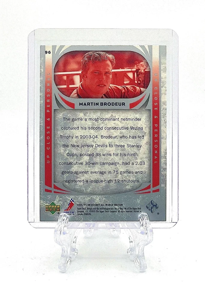MARTIN BRODEUR 2004-05 UD Hockey All World Edition #96 UP CLOSE AND PERSONAL - Image 2 of 2
