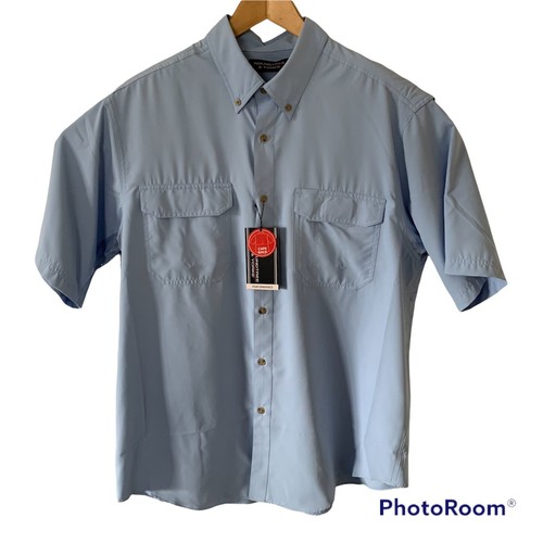 Roundtree Yorke Mens L Moisture Wicking Vented Fishing Shirt Blue UPF