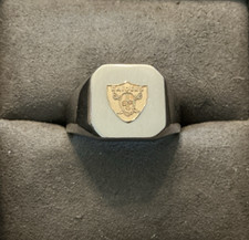 New 14K Gold NFL LAS VEGAS RAIDERS Shield on Sterling Silver Signet Ring