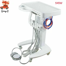 Portable Mobile Dental Delivery Unit System Cart Treatment Compressor 4-Hole USA
