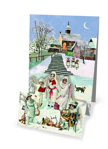 Christmas Panorama folded pop up advent calendar cards traditional german design - Picture 2 of 5