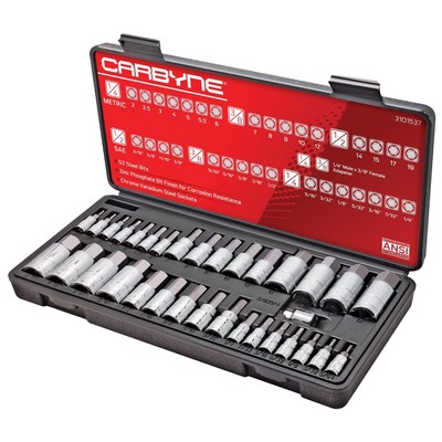 CARBYNE 33 Pieces SAE & Metric Master Hex (Allen) Bit Socket Set , Durable Case