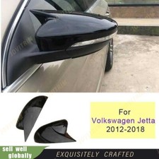 For Volkswagen Jetta 2012-18 Gloss Black Ox Horn Rear Side Mirrors Cover Trim 2p