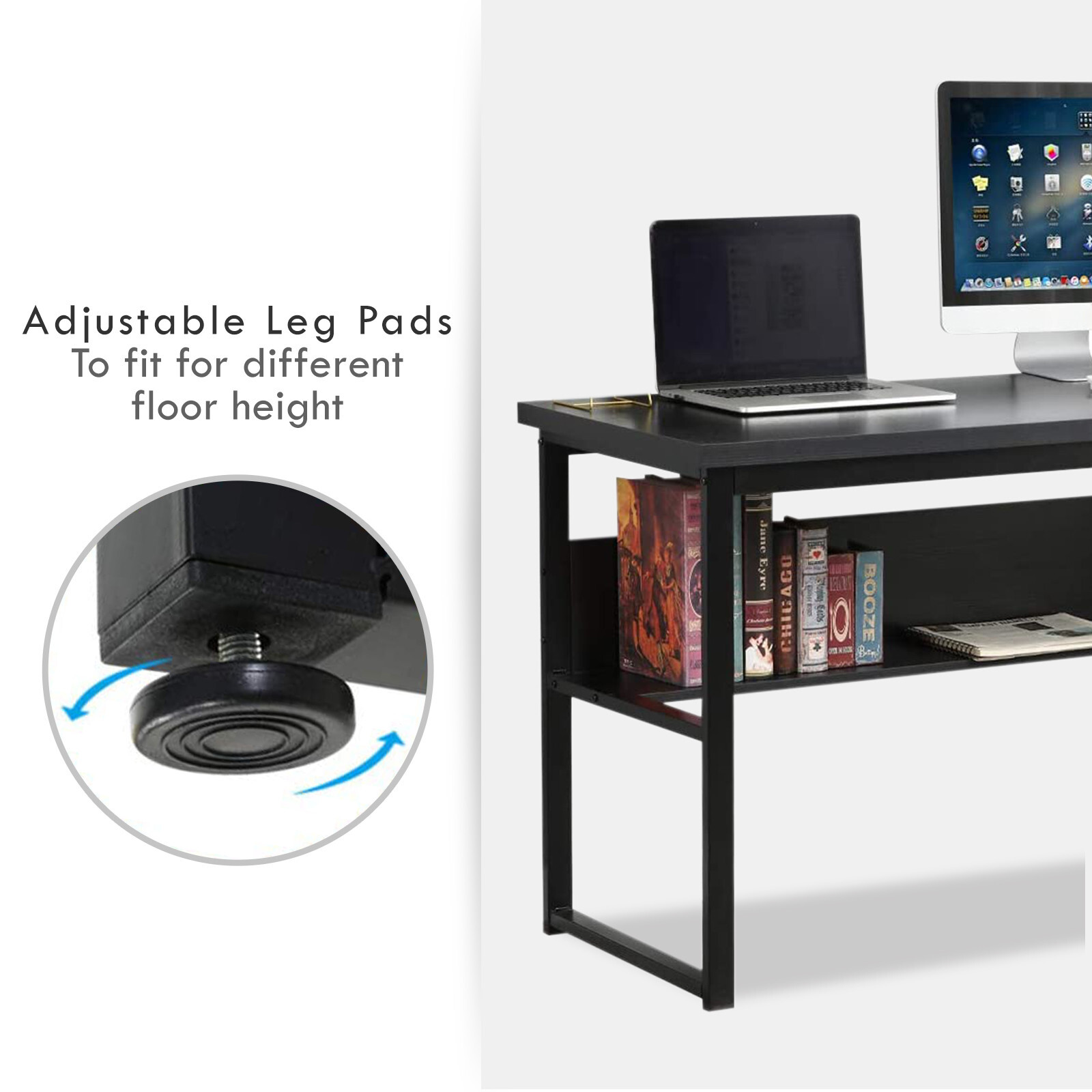 47" Computer Desk Laptop Table Study Workstation Home Office Furniture Bookshelf