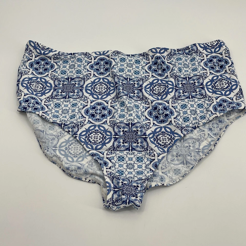 Boohoo Mujer Bikini Parte Inferior 18 Azul Plus Natación Informal Playa Blanco Preppy Elastizado Foto 3 de 4