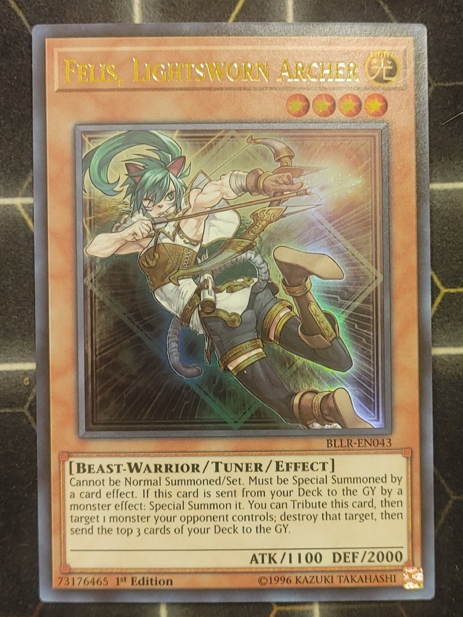 Felis, Lightsworn Archer Ultra Rare Near Mint 1st Edition BLLR-EN043 Yu-Gi-Oh! Felis, Lightsworn Archer Ultra Rare Near Mint 1st Edition BLLR-EN043 Yu-Gi-Oh!