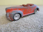 VGT 1940 FORD TOOTSIE TOY CAR RED PATINA CUSTOM CHROME WHEELS DIECAST CONVERTBLE