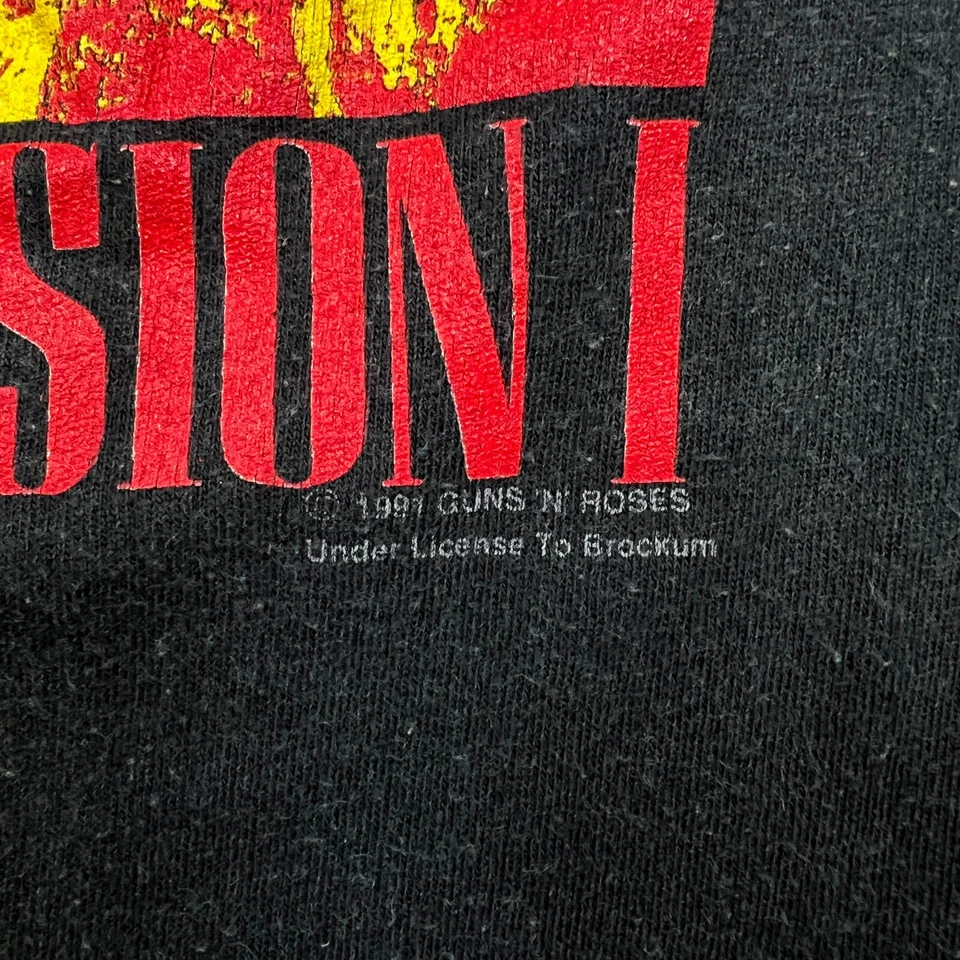 Camiseta De Colección 1991 Brockum Guns N' Roses Para Hombres XL Negra Usa Tu Ilusión Banda Camiseta Foto 4 de 4