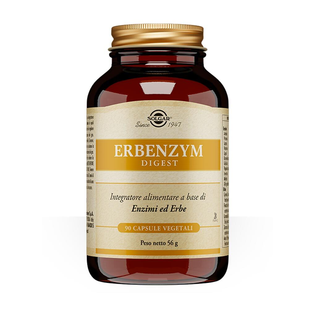 Solgar Erbenzym Digest Integratore Funzione Digestiva, 90 Capsule Vegetali