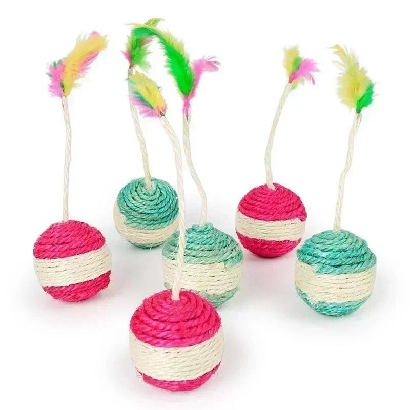 Interactive Cat Toys 11-Pack With Sisal, Feathers & Squeaky Balls - Enrichment Toys For Cats