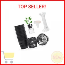 ORIMERC 12 Pack 3 inch Net Cup Pots with 12 feet Hydroponic Self Watering Wick &