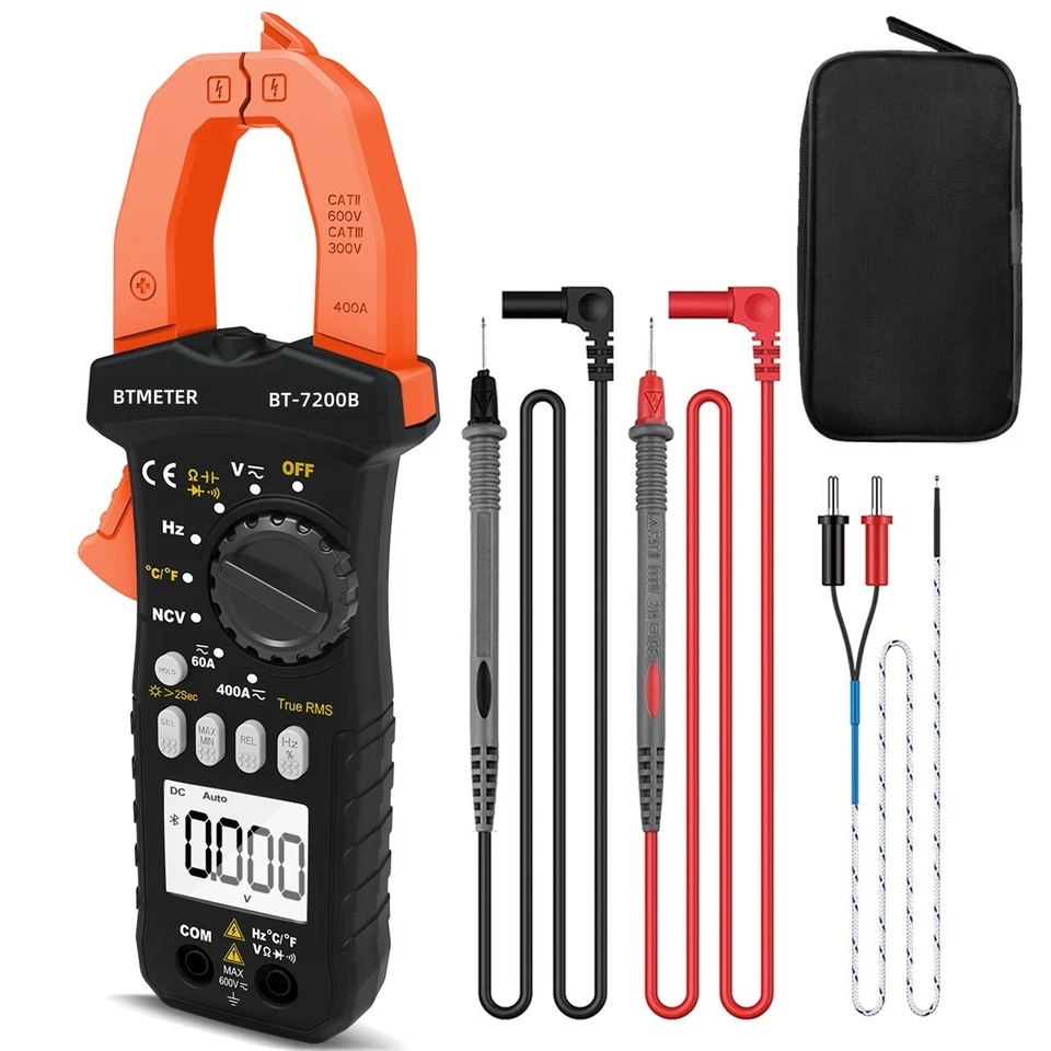 BTMETER Zangenmultimeter Digital Zangenmessgerät TRMS AC DC Stromzange NCV LCD
