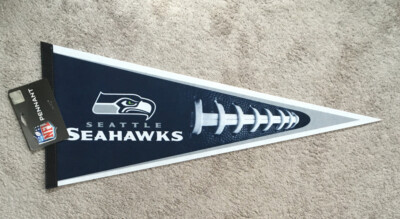 New NFL Football Seattle Seahawks Football Seams & Logo Felt Full Size Pennant
