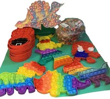 Pop It Sensory, Push Bubble, Stress Relief- Lot of 30 Assorted Sizes. Lg  Med