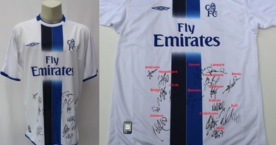 2003-04 Chelsea Away Shirt Squad Signed inc. Lampard & Makelele +