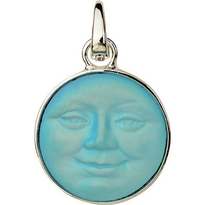 Kirks Folly Glass Seaview Moon Magic 25mm Open Ring Charm silvertone aqua ab