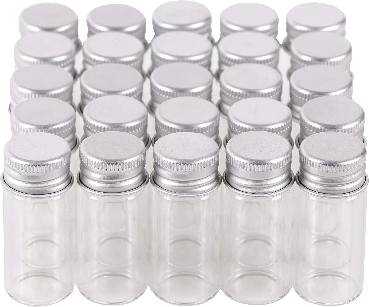 100 10Ml Vials Small Mini Tiny Glass Bottles Clear Empty Jars with Aluminum Top