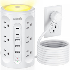 Power Strip Tower with Night Light, Surge Protector Tower with Multiple Outlets