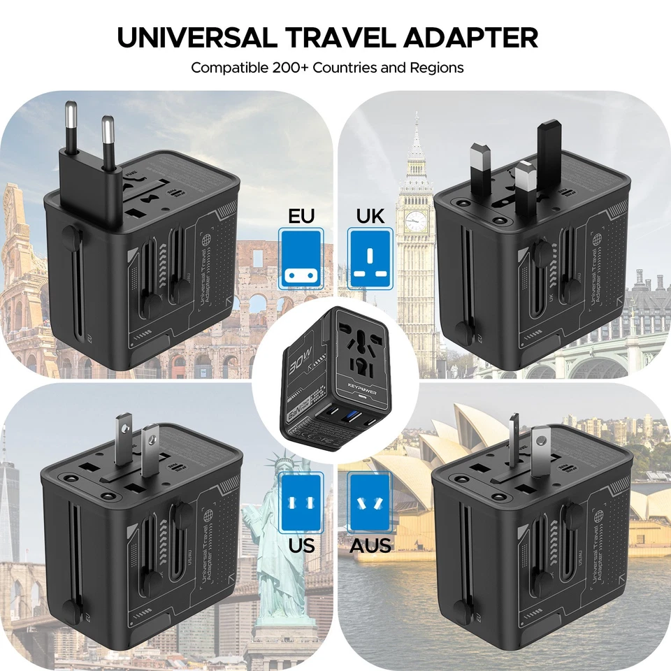 Universal Travel Adapter Converter International Wall Charger AC USB Power Plug - Image 2 of 4