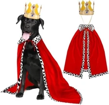 Dog King Costume Cape Crown Halloween Pet Outfit