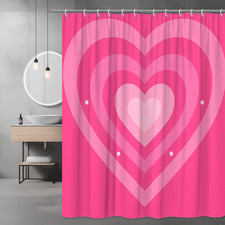 Pink Heart Shower Curtain for Cute Bathroom Decor