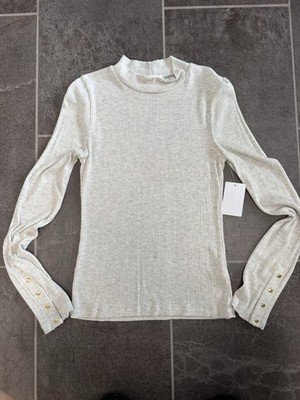 NWT Treasure & Bond Ribbed Mock Neck Sweater - Beige Oatmeal Heather - Size S