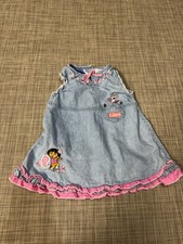 Dora The Explorer Vintage Kids Jean Dress Jumper Size 24 Months Nickelodeon Rare