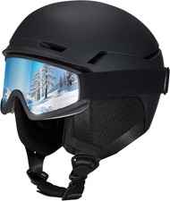 Ski Snowboard Helmet Medium Matte Black w/ Goggles Adult