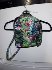 Multicolor Tropical Floral Mini Backpack Zip Closure Outer Pockets
