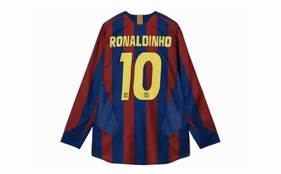 【FCバロセロナ】【2005年】ユニフォーム 長袖 サッカーシャツ ラリーガ FC Barcelona 2005-06 Home Long Sleeve Jersey XL Ronaldinho #10
