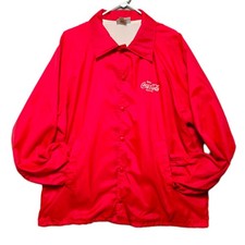 VINTAGE HARTWELL Coca Cola Coach Jacket Mens XL Red USA Made Snap Windbreaker