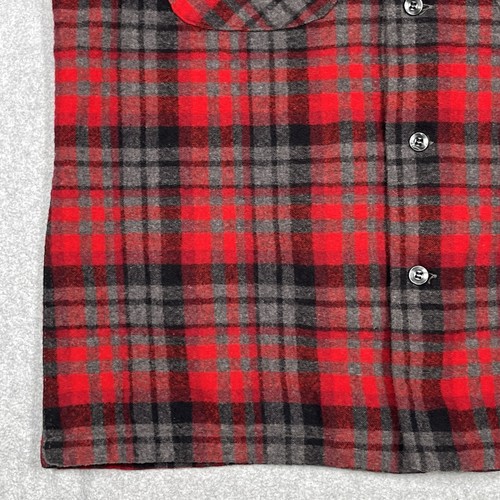 Vintage Pendleton Bordhemd Herren klein 100 % Wolle rot kariert Schlaufenkragen geschrumpft - Bild 7 von 20