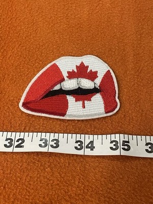 Canada Maple Leaf Lips Iron On Patch Red White Jacket Backpack Hat
