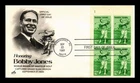 US COVER BOBBY JONES AMATEUR GOLF CHAMPION FDC PLATE BLOCK ARTCRAFT