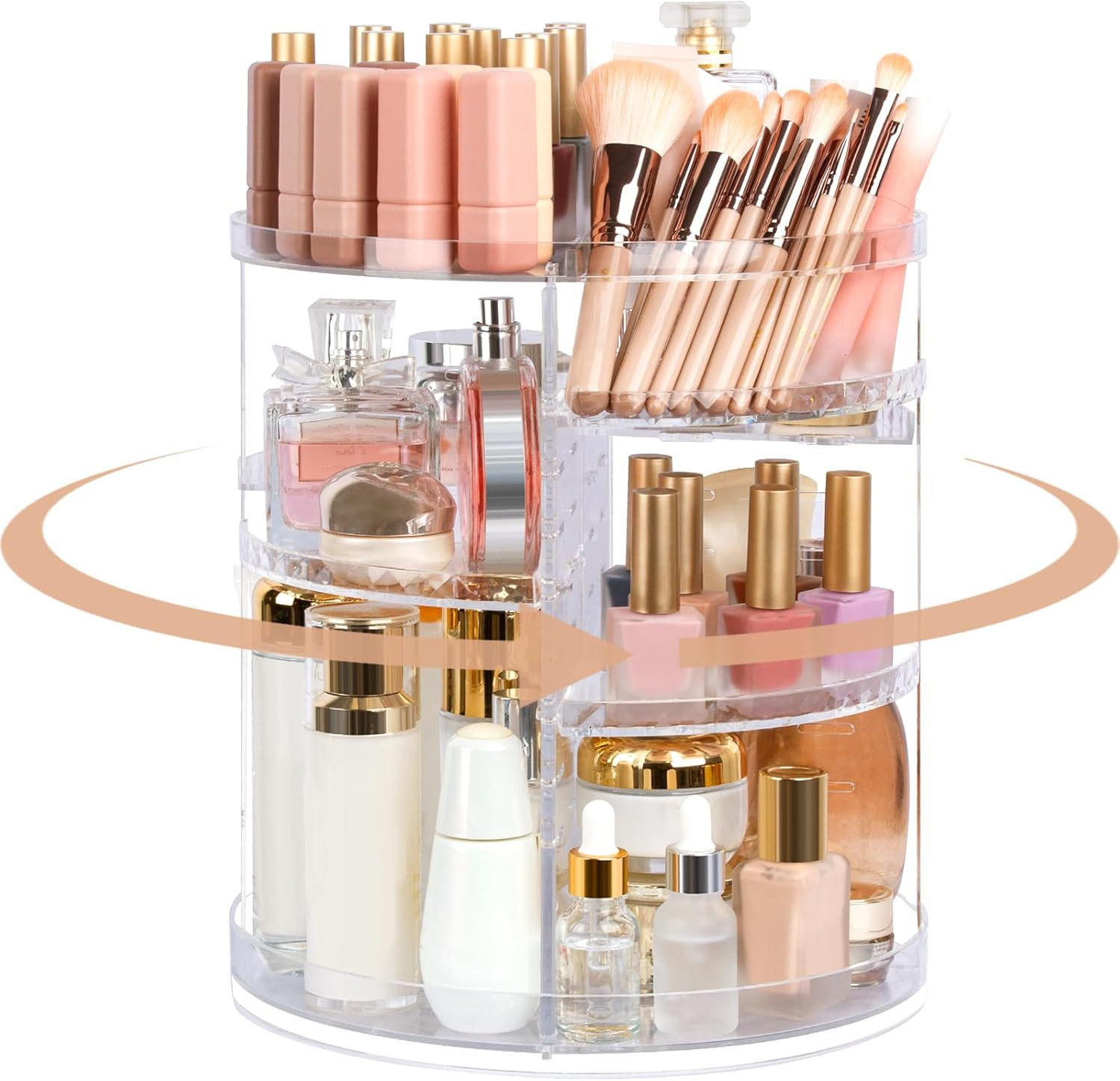 Makeup Organizer Rotating Large Capacity, 360 Makeup Carousel with Brush Compart