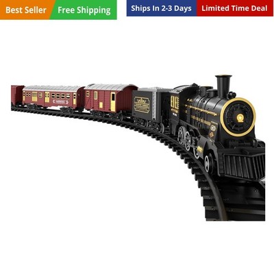 Train Set for Kids 3-12 , Electric Classical Steam Engine Locomotive with Ste...