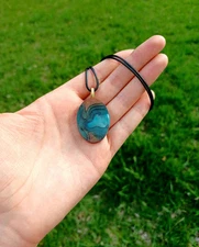 Blue and Copper Terrarium Resin Necklace / Terrarium Necklace / One of a Kind /