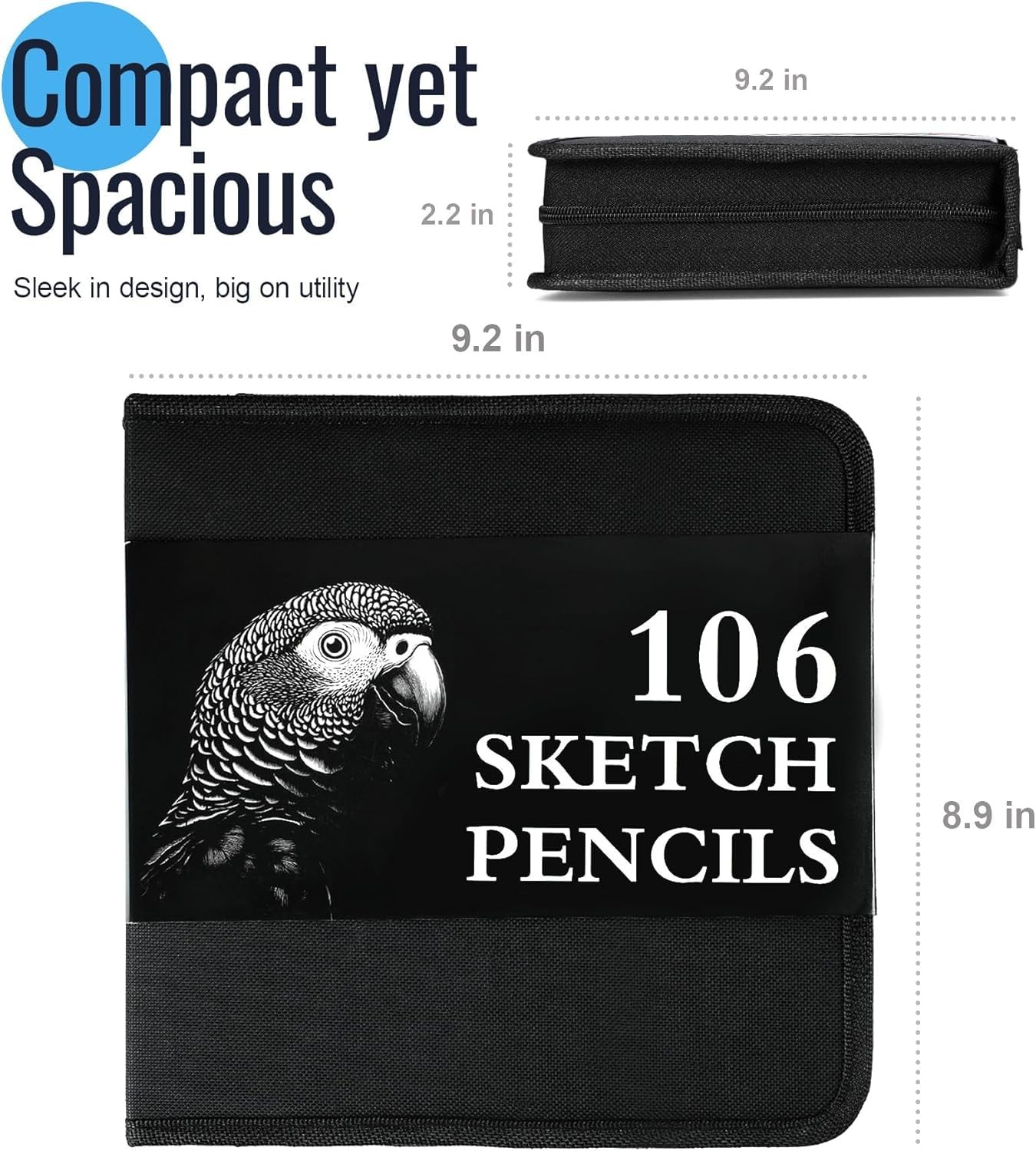 106-Piece Art Supplies Sketching Kit with 3-Color Sketch Book Coloring Book D